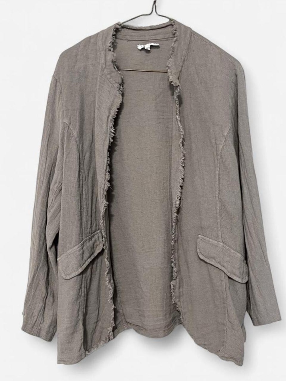 Linen Luv Grey Blazer / Lightweight Jacket With Frayed Trim • Made In Italy